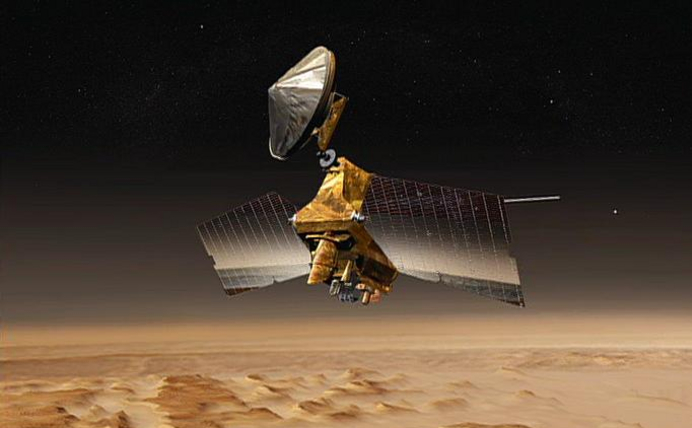NASA Mars Reconnaissance Orbiter mission over Mars